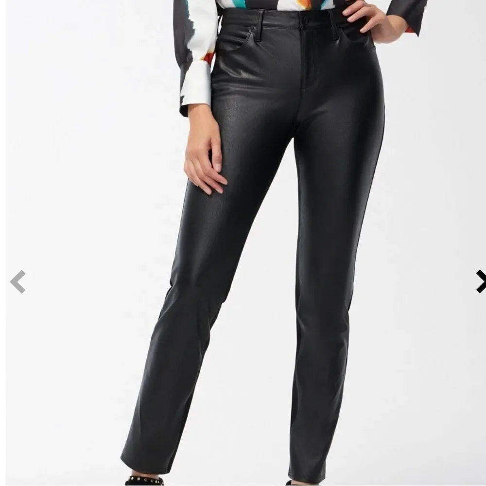 CHICO’S‎ Faux Leather Front Ponte Back Pants Black Size 1.5R NWT in packaging